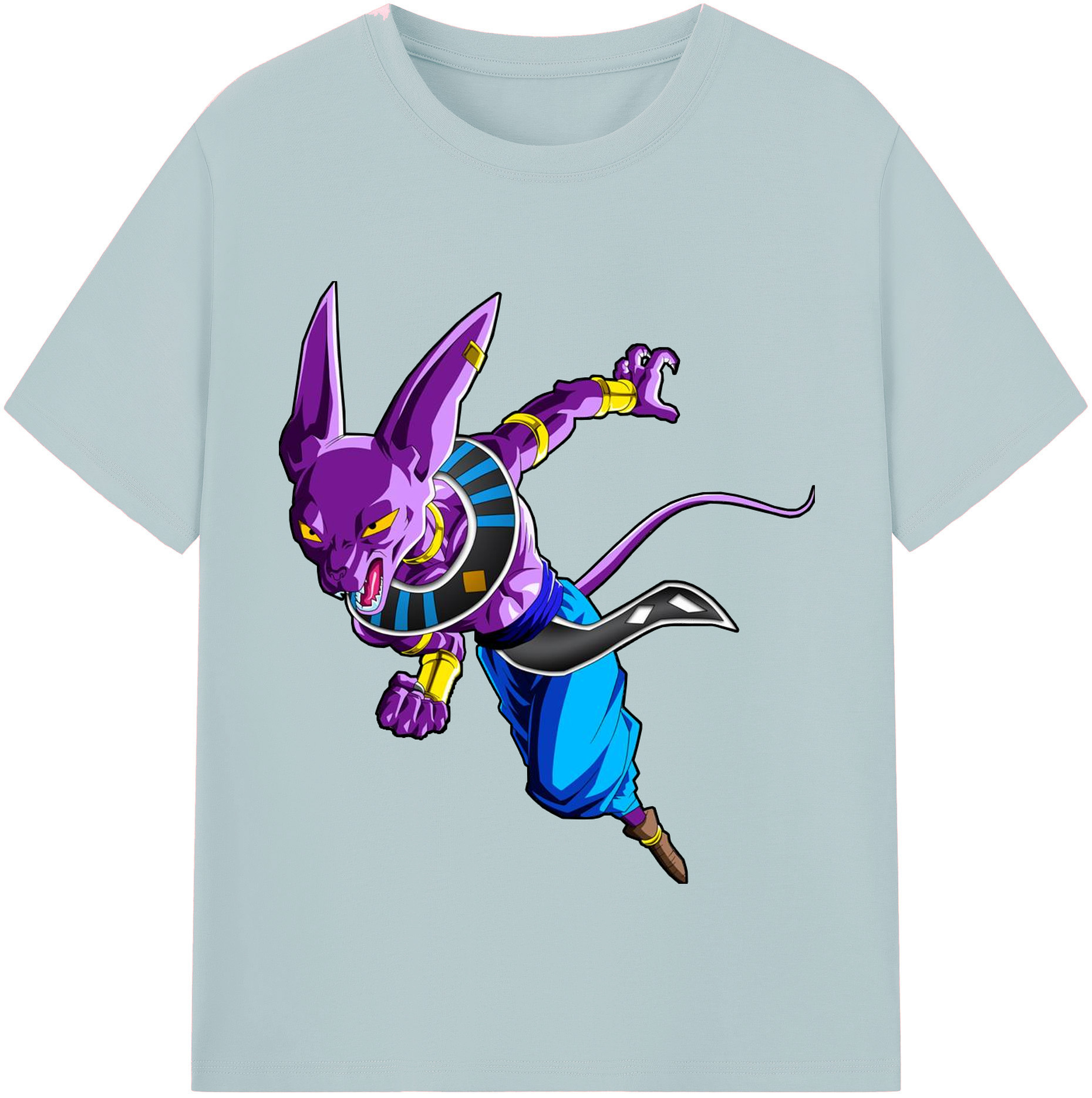 （画像用） ドラゴンボール ビルス 破壊神ビルス DRAGON BALL Beerus Birusu 綿100％半袖Tシャツ（フロントプリント）
